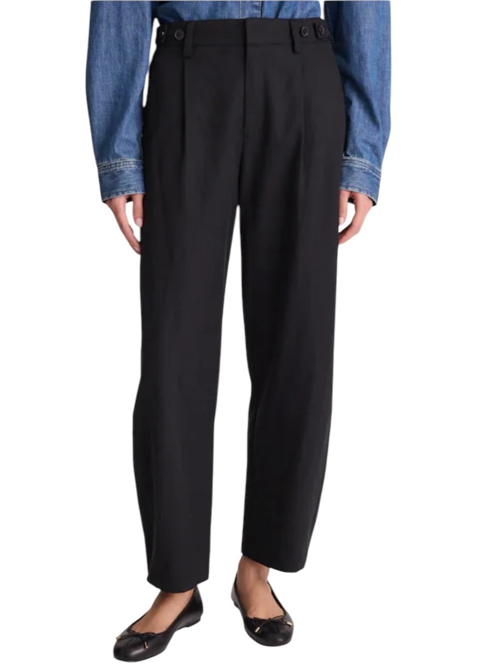 MADEWELL The Barrel-Leg Pant Drapey Twill True Black Ankle Relaxed Leg‎ Size 14